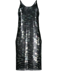 schwarzes bedrucktes Kleid von Paco Rabanne