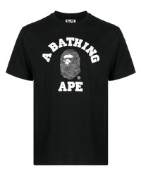 schwarzes bedrucktes Kurzarmhemd von A Bathing Ape
