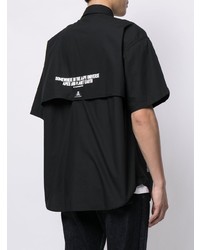 schwarzes bedrucktes Kurzarmhemd von AAPE BY A BATHING APE