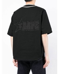 schwarzes bedrucktes Kurzarmhemd von AAPE BY A BATHING APE