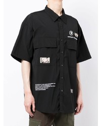 schwarzes bedrucktes Kurzarmhemd von AAPE BY A BATHING APE