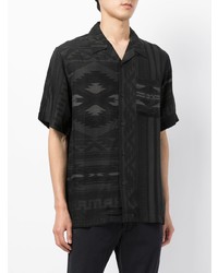schwarzes bedrucktes Kurzarmhemd von Maharishi