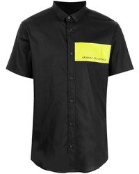 schwarzes bedrucktes Kurzarmhemd von Armani Exchange