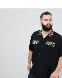 schwarzes bedrucktes Kurzarmhemd von ASOS DESIGN