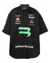 schwarzes bedrucktes Kurzarmhemd von Balenciaga