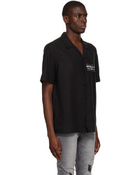 schwarzes bedrucktes Kurzarmhemd von Ksubi