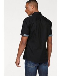 schwarzes bedrucktes Kurzarmhemd von BRUNO BANANI