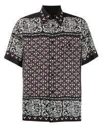 schwarzes bedrucktes Kurzarmhemd von Dolce & Gabbana