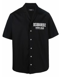 schwarzes bedrucktes Kurzarmhemd von DSQUARED2