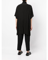 schwarzes bedrucktes Kurzarmhemd von Yohji Yamamoto