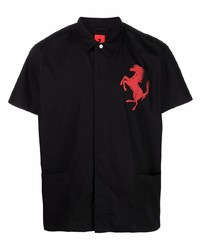 schwarzes bedrucktes Kurzarmhemd von Ferrari