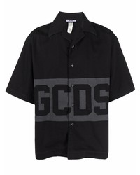 schwarzes bedrucktes Kurzarmhemd von Gcds