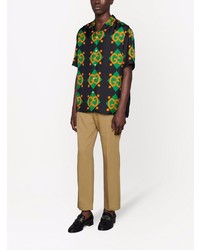 schwarzes bedrucktes Kurzarmhemd von Gucci