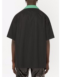 schwarzes bedrucktes Kurzarmhemd von Dolce & Gabbana