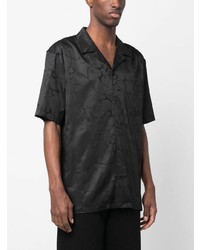 schwarzes bedrucktes Kurzarmhemd von Han Kjobenhavn