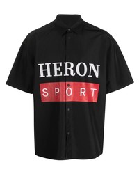 schwarzes bedrucktes Kurzarmhemd von Heron Preston