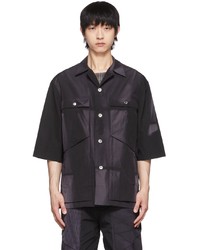 schwarzes bedrucktes Kurzarmhemd von Jiyong Kim