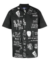 schwarzes bedrucktes Kurzarmhemd von Junya Watanabe MAN