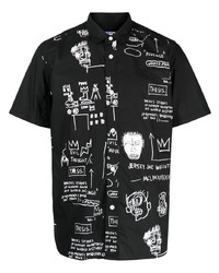 schwarzes bedrucktes Kurzarmhemd von Junya Watanabe MAN