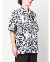 schwarzes bedrucktes Kurzarmhemd von Moncler
