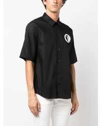 schwarzes bedrucktes Kurzarmhemd von VERSACE JEANS COUTURE