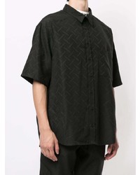 schwarzes bedrucktes Kurzarmhemd von Marcelo Burlon County of Milan