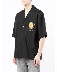 schwarzes bedrucktes Kurzarmhemd von Moschino