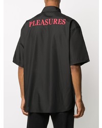 schwarzes bedrucktes Kurzarmhemd von Pleasures
