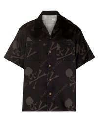 schwarzes bedrucktes Kurzarmhemd von Mastermind Japan