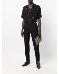 schwarzes bedrucktes Kurzarmhemd von Saint Laurent
