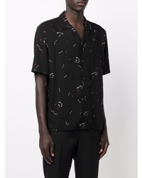 schwarzes bedrucktes Kurzarmhemd von Saint Laurent