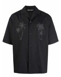 schwarzes bedrucktes Kurzarmhemd von Palm Angels