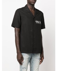 schwarzes bedrucktes Kurzarmhemd von Ksubi