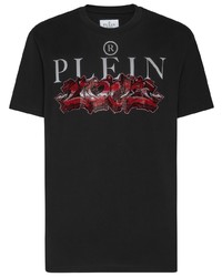 schwarzes bedrucktes Kurzarmhemd von Philipp Plein