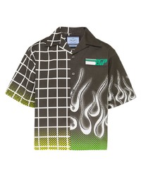 schwarzes bedrucktes Kurzarmhemd von Prada