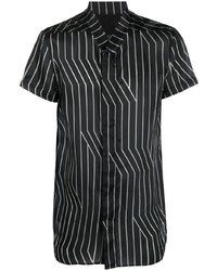 schwarzes bedrucktes Kurzarmhemd von Rick Owens