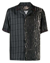 schwarzes bedrucktes Kurzarmhemd von Roberto Cavalli