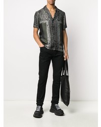 schwarzes bedrucktes Kurzarmhemd von Just Cavalli