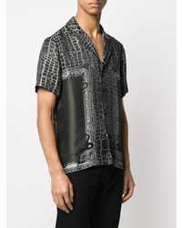schwarzes bedrucktes Kurzarmhemd von Just Cavalli