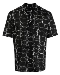schwarzes bedrucktes Kurzarmhemd von Tagliatore