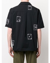 schwarzes bedrucktes Kurzarmhemd von Henrik Vibskov