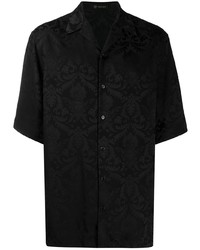 schwarzes bedrucktes Kurzarmhemd von Versace