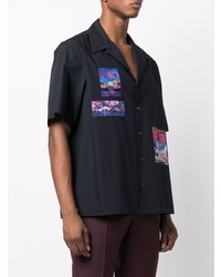 schwarzes bedrucktes Kurzarmhemd von Valentino