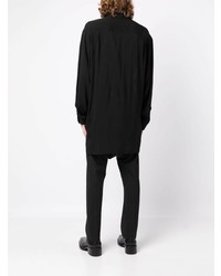 schwarzes bedrucktes Langarmhemd von Yohji Yamamoto