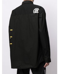 schwarzes bedrucktes Langarmhemd von AAPE BY A BATHING APE