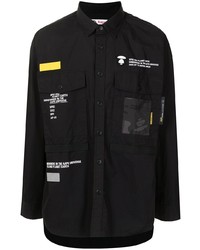 schwarzes bedrucktes Langarmhemd von AAPE BY A BATHING APE