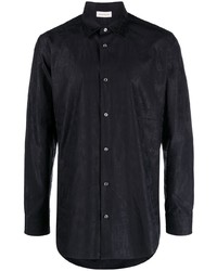 schwarzes bedrucktes Langarmhemd von Alexander McQueen