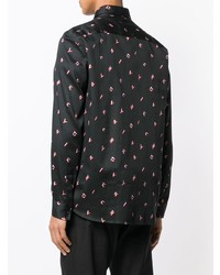 schwarzes bedrucktes Langarmhemd von Givenchy