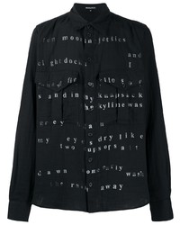 schwarzes bedrucktes Langarmhemd von Ann Demeulemeester