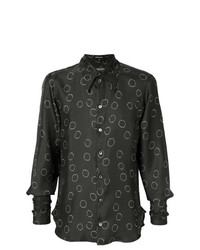 schwarzes bedrucktes Langarmhemd von Ann Demeulemeester